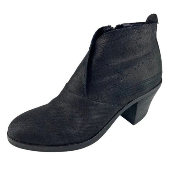 Eileen Fisher Murphy Storm Textured Nubuck Black Leather Ankle Booties - Picture 1 of 11